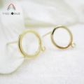 Y0102 Copper Material Earrings with closed ring Gold 10mm round circle stud earrings accessories